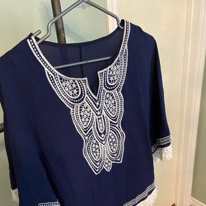 Navy handmade tunic - one size (fits small/med)